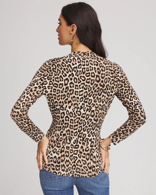 Animal Print Surplice Neck Top - image 3